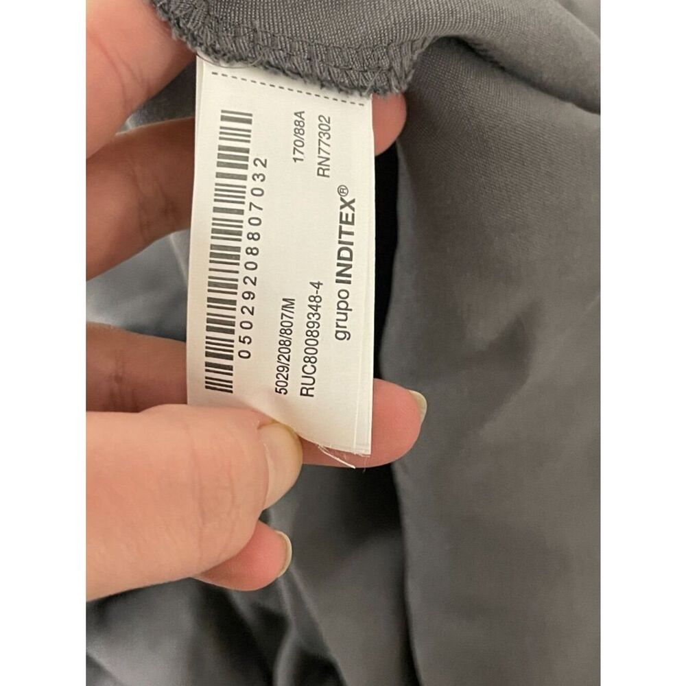 Zara Womens Asymmetrical Satin Midi Dress Medium Anthracite Gray 5029/208 NWT - Picture 10 of 16
